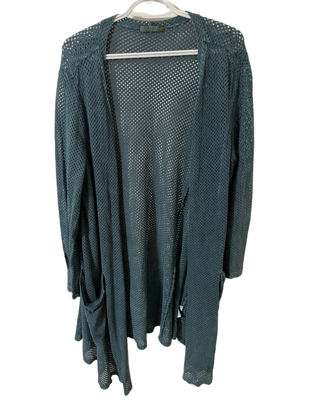 Chalet Open-Weave Teal Blue Cotton Duster Size XL